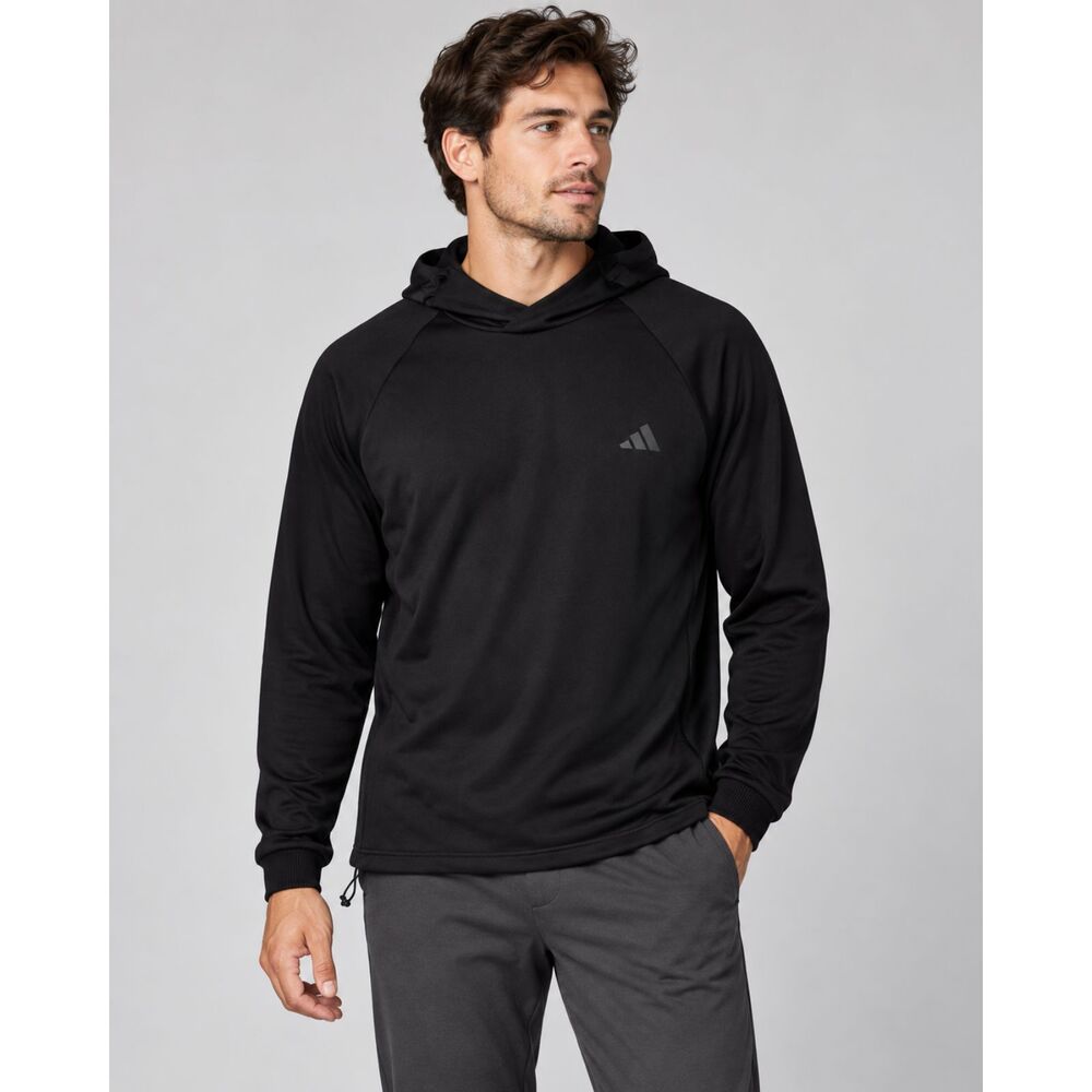 Adidas Men’s Black Hooded Pullover Sweatshirt Long Sleeve Logo Size L